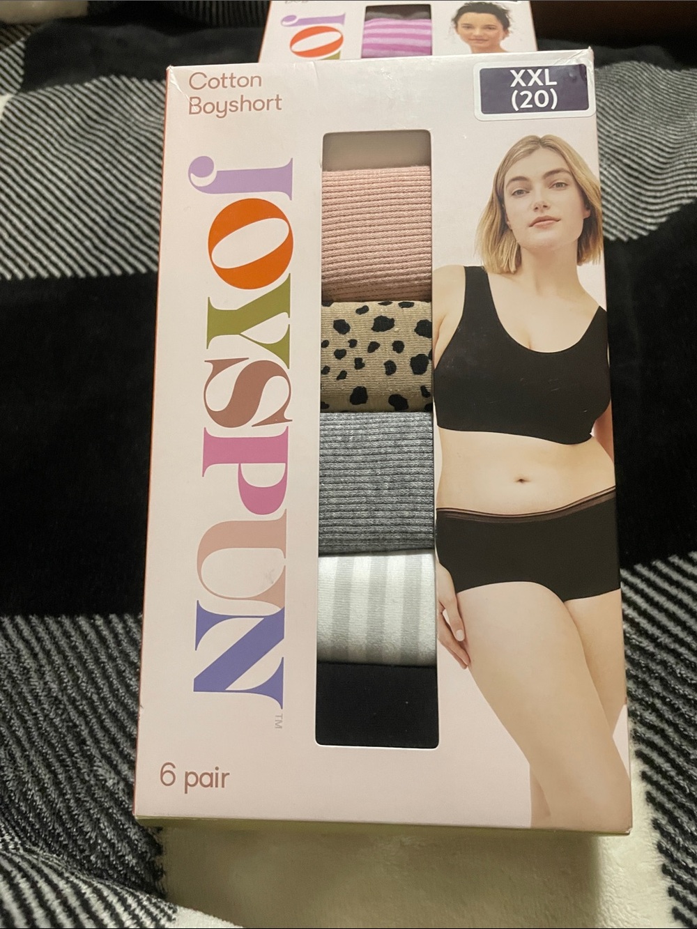 Joyspun Cotton Boxer Briefs — Pink, Leopard, Gray, White, Black Mix